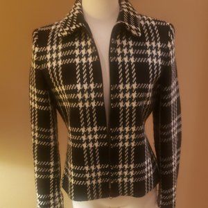 Jones New York Black and Cream Wool Jacket Size 6